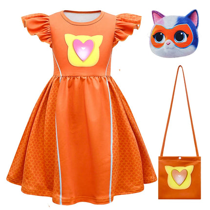 Children Dresses Cosplay SuperKitties Dress for Girls Super Kitties Costume Sparks Girls A-Line Dress Party Gift Ginny Clothing