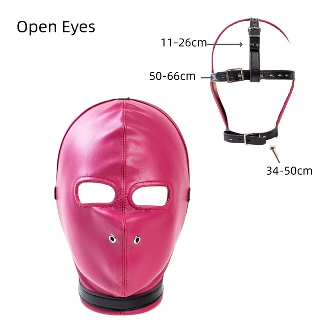 Sexy Adult Roleplay One Glove Corset with Various Half Face Bondage Harness Mask Hood for Fetish Party Games Exotic Costumes