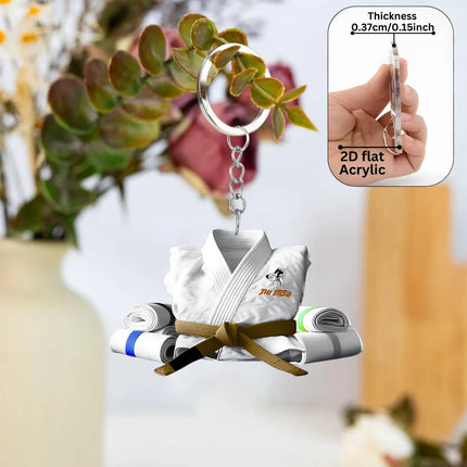 2D Judo Suit Keychain Jiu-Jitsu Themed Pendant Flat Acrylic Ornament Charms Karate Hanging Decoration for Bag Party Festive Gift