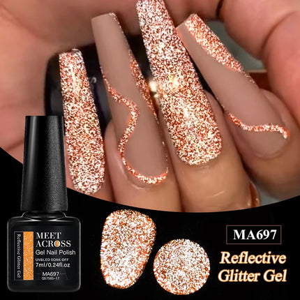 7Ml Reflective GlitterGel Nail Polish Bright Sparkling Silver Color Semi-permanent Soak Off Nail Art UV Varnish Nail Supplies