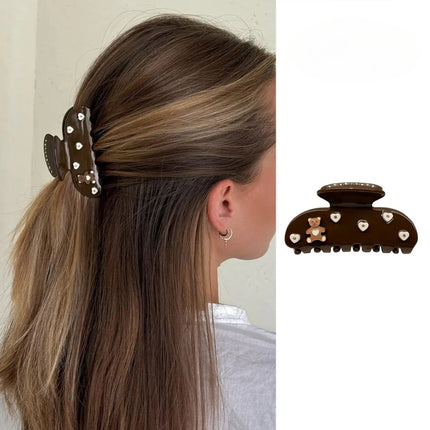 Cute Cherry Hair Clips for Women Girls Rhinestone Fruits Floral Bow Butterfly Acetate Hair Claws Shark Clip Hair Accessories