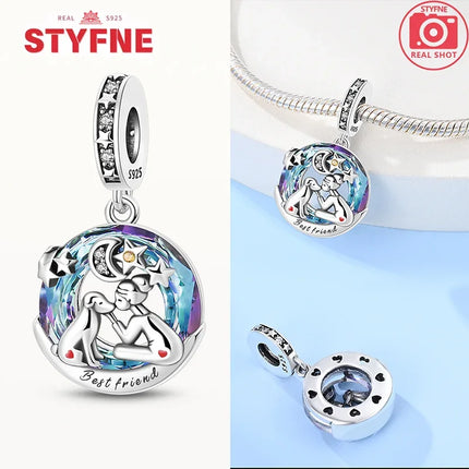 Real Silver S925 Beads Forever Friend Love Star Charms Fit Original Bracelet DIY Bead for Women Jewelry Fine Gift Original