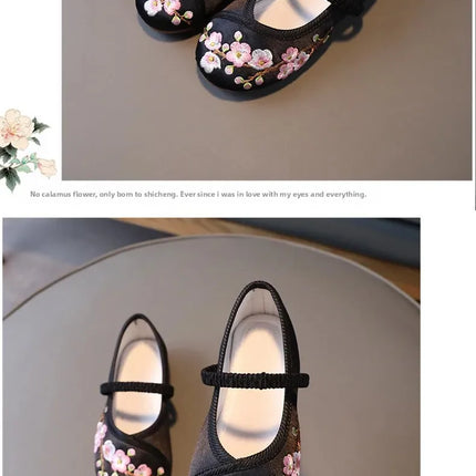 Princess Performance Traditional Chinese Hanfu Shoes Embroidered Children's Footwear Ancient Style Girls' Footwear Handmade