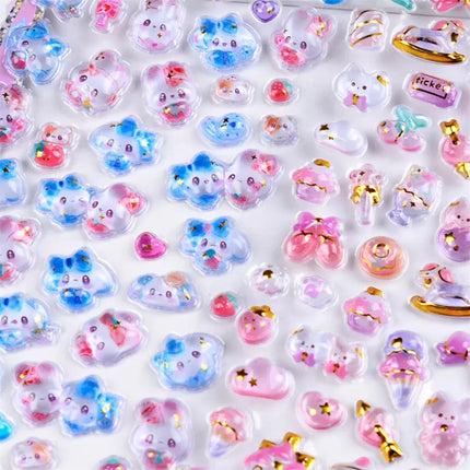Cartoon Japanese 3D Crystal Relief Stickers Fashion Girls DIY Phone Water Cup Decoration Stickers Kid Festival Gift Stickers