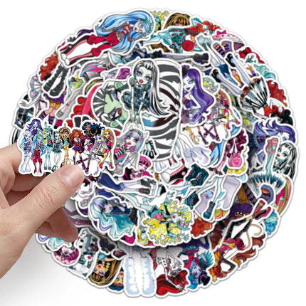 50pcs Monster High Stickers PVC Waterproof DIY Motorcycle Phone Laptop Skateboard Bike Cartoon Decal Toys