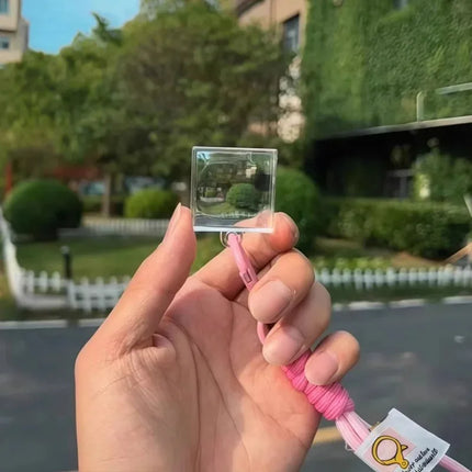 Harajuku Clear Pixel Filter Keychain Creative Blank Acrylic Small Frame Keyring Couple Anniversary Bag Pendant DIY Accessories