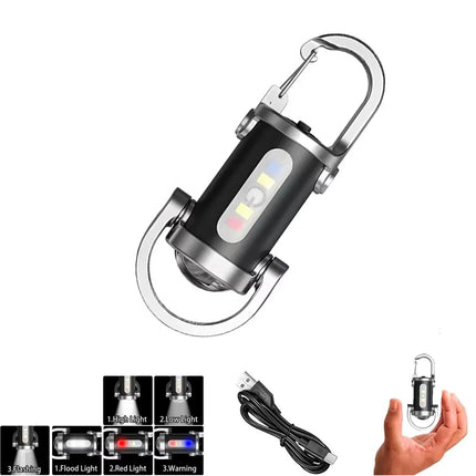Rechargeable Keychain Flashlights high Lumens EDC COB Work Light 7 Modes Emergency Keychain Light for Walking Searching Hiking