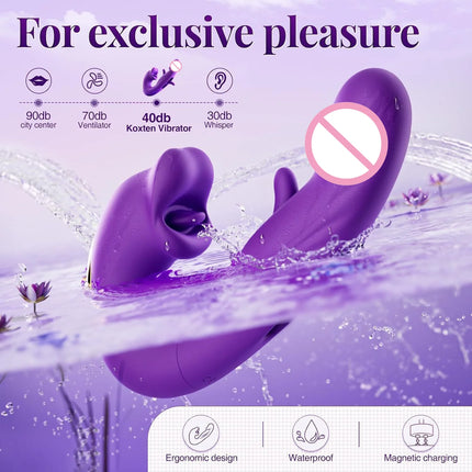 Bloom Sense 10-Mode Tongue Licking Clitoral Stimulator - Oral Sucking Vibrator for Women, Medical Silicone, IPX7 Waterproof