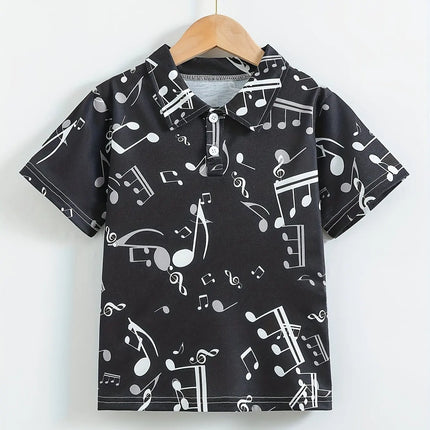 Creative Cartoon Motifs Print Boy's Polo Shirts Kids Casual Short Sleeve Lapel Breathable Children's Summer Outdoor Daily Tops
