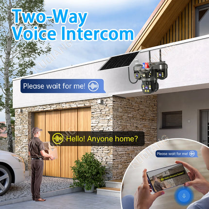 V380 Three Lens Three Screens 15MP 4G Solar Camera Outdoor WiFi 10X Digital Zoom Waterproof Auto Tracking Security CCTV Cameras