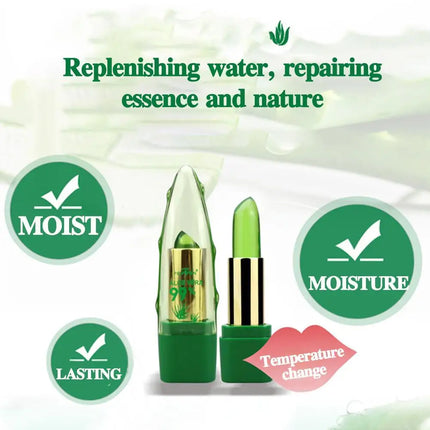 Aloe Vera Lip Balm - Temperature Activated Color Change | Hydrating Plant-Based Formula | Jelly Gloss