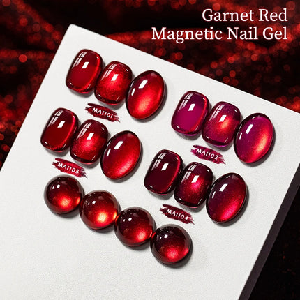 Garnet Red Cat Magnetic Gel Nail Polish Sparkling Glitter Semi Permanent Soak Off UV Gel Varnish For Valentine's Nail Supplies