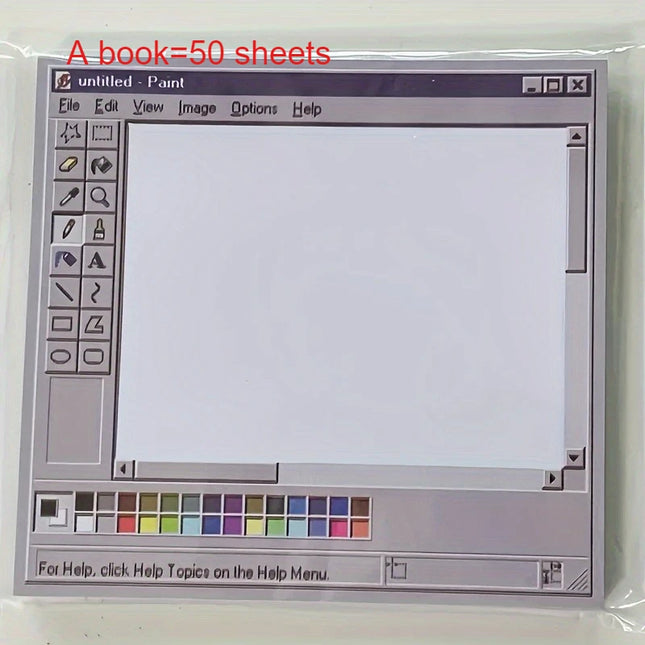 Vintage Computer Drawing Sticky Notes 50 Sheets - Ideal for Artists & Office Use, Durable Adhesive Notes, Sticky Notes for Office
