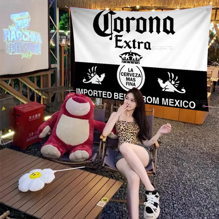 C-Corona E-Extra Beer Anime Chart Creative Pattern Hanging Flag Polyester Printed Banner Hand Pulled Flag