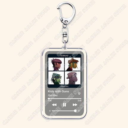 Hot Gorillaz Band Music Keychains for Women Accessories Bag Feel Good Inc Clint Eastwood Song Keying Jewelry Fans Friends Gifts