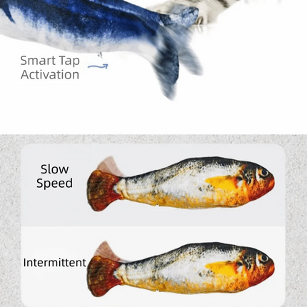 1/3Pcs Wagging Tail Electric Simulation Fish Cat Motion Sensor Tap-Activated Interactive Cat 3 Flapping Mode