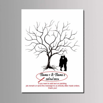 Engagement Events Party Favor Wedding Tree Canvas Painting Guest Fingerprint Signature Book Customized Lover Anniversary Gift