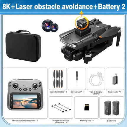 For Genuine V198MAX GPS Drone 8K Professional Camera Aerial FPV Brush Laser Obstacle with Large Screen Remote Control Folding RC