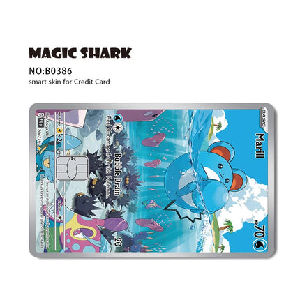 Magic Shark Tyranitar Pawmot Clefable Pokemons Slowking Victini Ex Soft PVC No Fade Skin Sticker for Credit Debit Metro Card