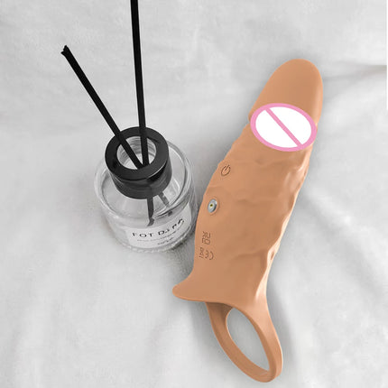 Vibrating Penis Sleeve Cock Ring G Spot Stimulate Sex Toys for Men 10 Vibration Modes Erection Trainer Delay Ejaculation Sex Toy