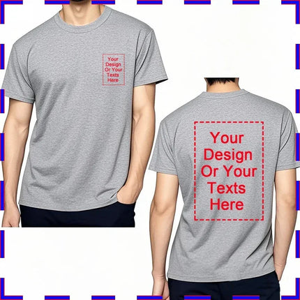 Customized T-shirt Add Your Design Photo, Pattern, Logo Men Tshirt Both Sides Suitable for Summer T-shirts/Father's Day/T Shirt