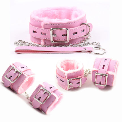 BLACKWOLF Premium Bondage Set Plush Restraint Kits Luxury Collar Anklecuff and Handcuffs Submissive Sex Toy for Fetish Play Fun
