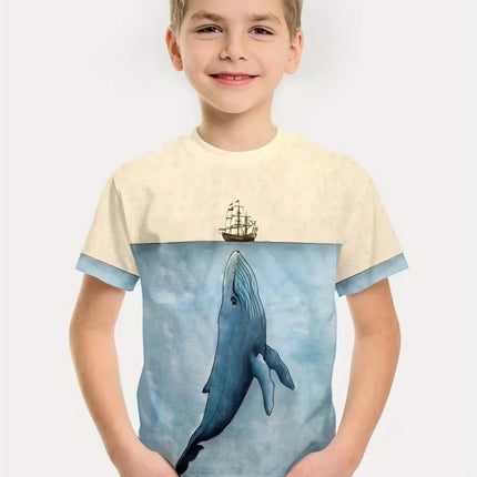 Cute Capybara Boy Clothes Cartoon Graphic Short Sleeve Tee Boy Child T-Shirt Summer Loose Top Fashion Kids Clothes Boys Clothing