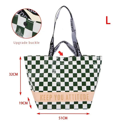 Foldable Reusable Eco Shopping Tote Bag for Women, Large Grocery Produce Bag with Pocket, Lightweight Durable Handbag