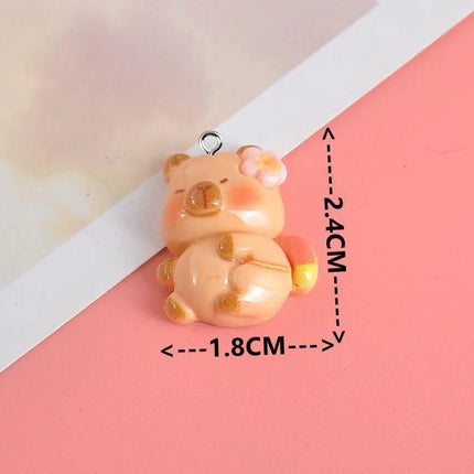 10pcs Cute Small Bear Charms Kapibala Resin Pendant For Jewelry Making Accessories DIY Earrings Necklace Keychain