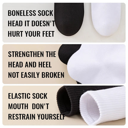 MiiOW 100% Pure Cotton Socks Men Business Dress White Black Long Sock Deodorant Antibacterial Sports Sock Running Short Sock