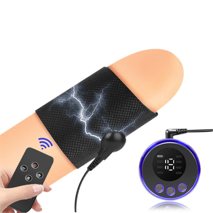 Male Electric Shock Penis Sleeve Glans Ring Pads Cock Extender Enlarger Stimulator Sex Tool For Men Masturbate Sex Toy Vibrators