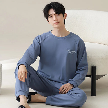 Men's Pure Cotton Spwear Long Sve Autumn Winter Home Clothes Set Can Be Worn outside Casual Sle Printed with kets