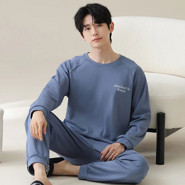 Men's Pure Cotton Spwear Long Sve Autumn Winter Home Clothes Set Can Be Worn outside Casual Sle Printed with kets