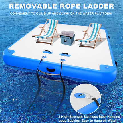 Inflatable Floating Dock Water Island Floating Raft Mat Air Deck Platform for Pools, Lakes, Rivers, Beaches, Oceans