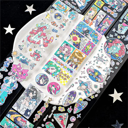 Cute Retro Graffiti Tape Stickers DIY Craft Supplies for Scrapbooking, Phone Cases,Cups & Notebooks, Decorative Adhesive Labels