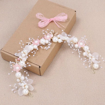 Pearl Flower Wreath Headband Girls Bridal Elegant Crowns Hair Headdress Bride Garland Head Hoop Wedding Headbands Hair Jewelry