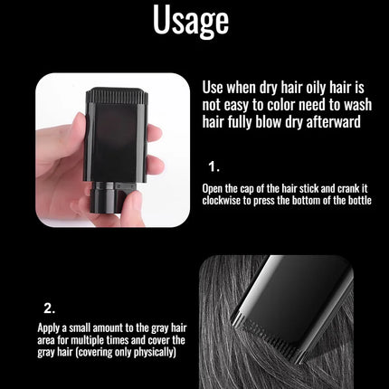 YP1205 Instant Black Covera Waterproof and Sweatproof Hair Dye Stick Disposable White Hair Coloring Comb  Hairline Root Conceale