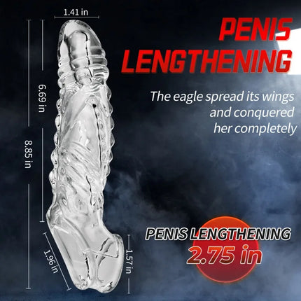 Vibrating Penis Sleeve Extender Condom Vibrator Trainer Testicles G Spot Stimulation Delayed Ejaculation Sex Toy for Men Couple