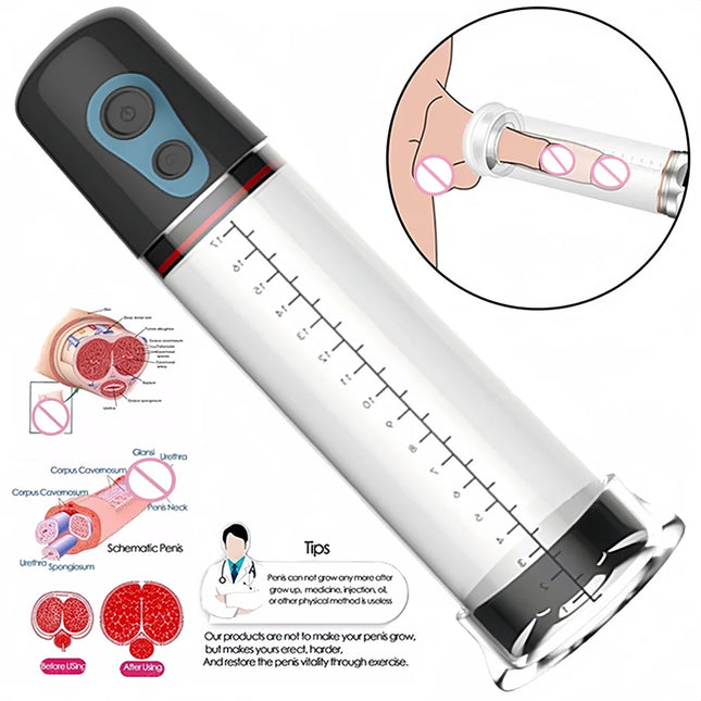 Electric Penis Pump Penis Enlarger Delayed Ejaculation Vacuum Pump Penile Bigger Trainer  Male Masturbator Adult products