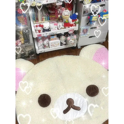 VIKAMA ultra soft and fluffy cartoon lazy bear carpet for bedroom and living room decoration, non slip and washable floor mat