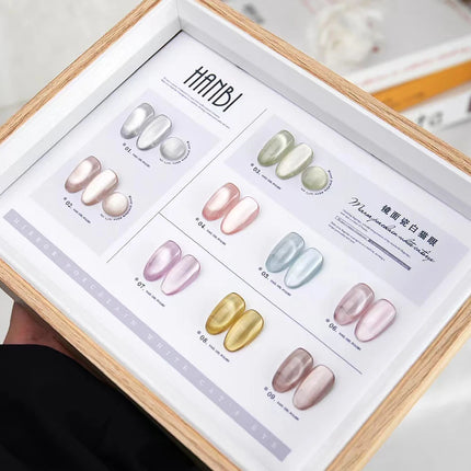 HANBI Mirror Face Cat Eye Set With Color Swatch Gel Nail Polish Magnet Gel Need Top Coat UV LED Gel Collection Nail Gel Kit