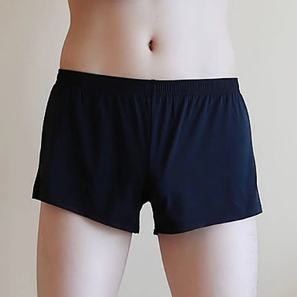 Men Ice Silk Boxer Briefs Trunks Sexy Sheer Breathable Seamless Shorts Underwear Solid Smooth Men's Home Shorts
