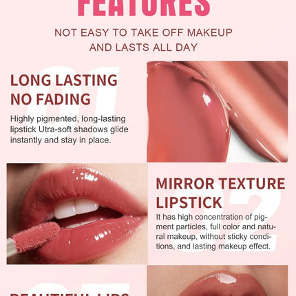 4 Color Mirror Gloss Lip Gloss Waterproof Long Lasting Moisturizer Water Light Lip Glaze No Fading Liquid Lipstick Lips Makeup