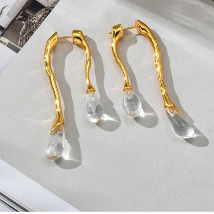 Fashion Jewelry 925 Silver Needle Resin Teardrop 2024 Trend New Back Front Dangle Earrings Hot Selling For Women Gift