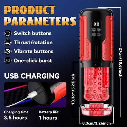 Automatic Male Masturbator Telescopic Rotation Men Masturbation Cup LCD Digital Simulation Blowjob Masturbator Sex Toys for Men