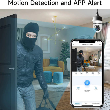 8MP E27 Bulb Surveillance Camera Wifi IP PTZ CCTV Camera 10X Zoom Color Night Vision Human Tracking Security Baby Monitor Cam