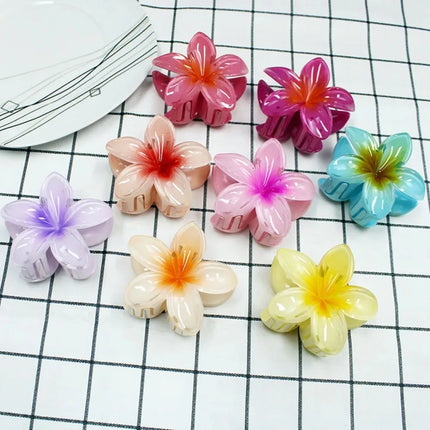 Hawaiian Gradient Hair Clips Flower Hair Claws Big Size Fashion Head Wear Hairpin for Women Girls Crab Barrette Hair Accessories