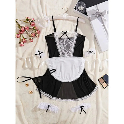 Maid Games Sex Shop Bdsm Sexy Crotchless Lingerie Cosplay Uniform French Apron T Panties Sex Toys Women Extreme Sexual Costumes