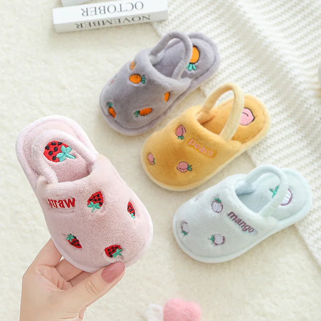Child Slippers Cotton Baby Boy Warmth Winter Indoor Children Non-slip Girl Cute Cartoon Fluffy Shoes Mother Kids Slipper
