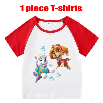 Children's Summer Pajama Set Kids Cartoon PAW Patrol T-shirt+Shorts Sets Boys Cotton Tops+Shorts 2Pcs Baby Boys Girls Sport Suit